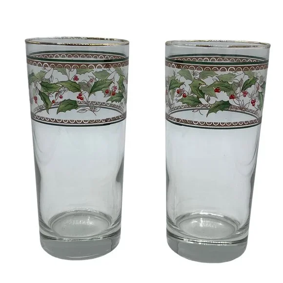 Royal Limited | Holiday | Holly Holiday By Royal Limited 4 Oz Glass Tumbler  Water Drinking Glass Set Of 2 | Poshmark